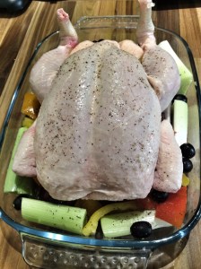 Roast chicken ready to cook