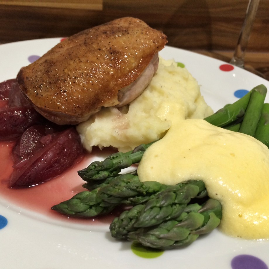 Roast duck breast with plum sauce