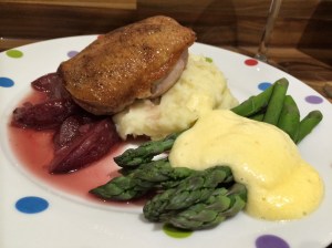 Roast duck breast with plum sauce