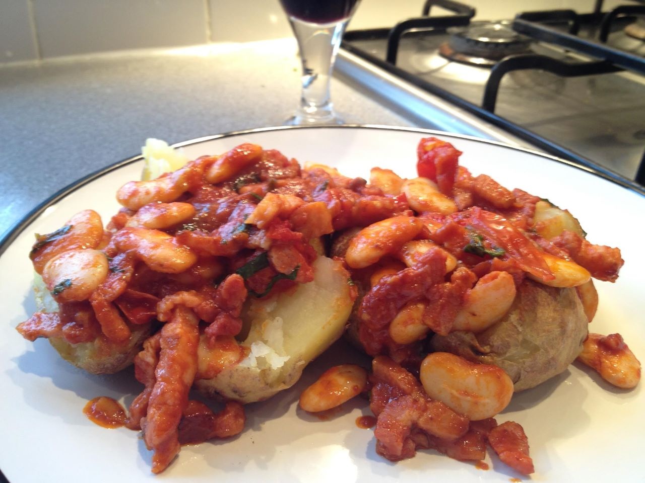 Homemade posh jacket & beans