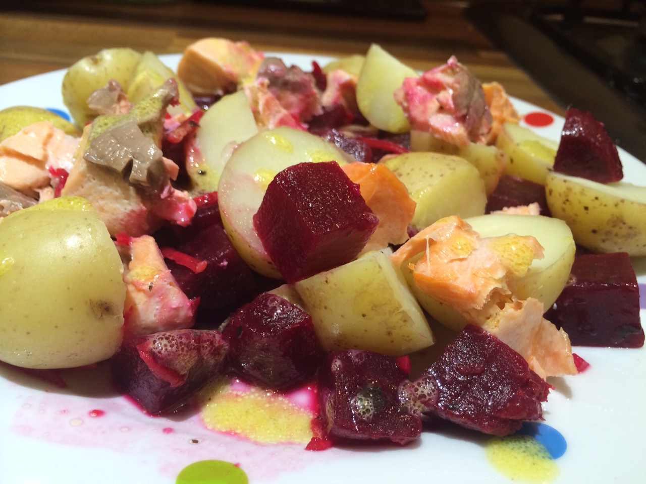 Salmon and beetroot salad