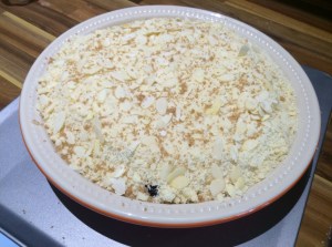 Crumble ready for the oven