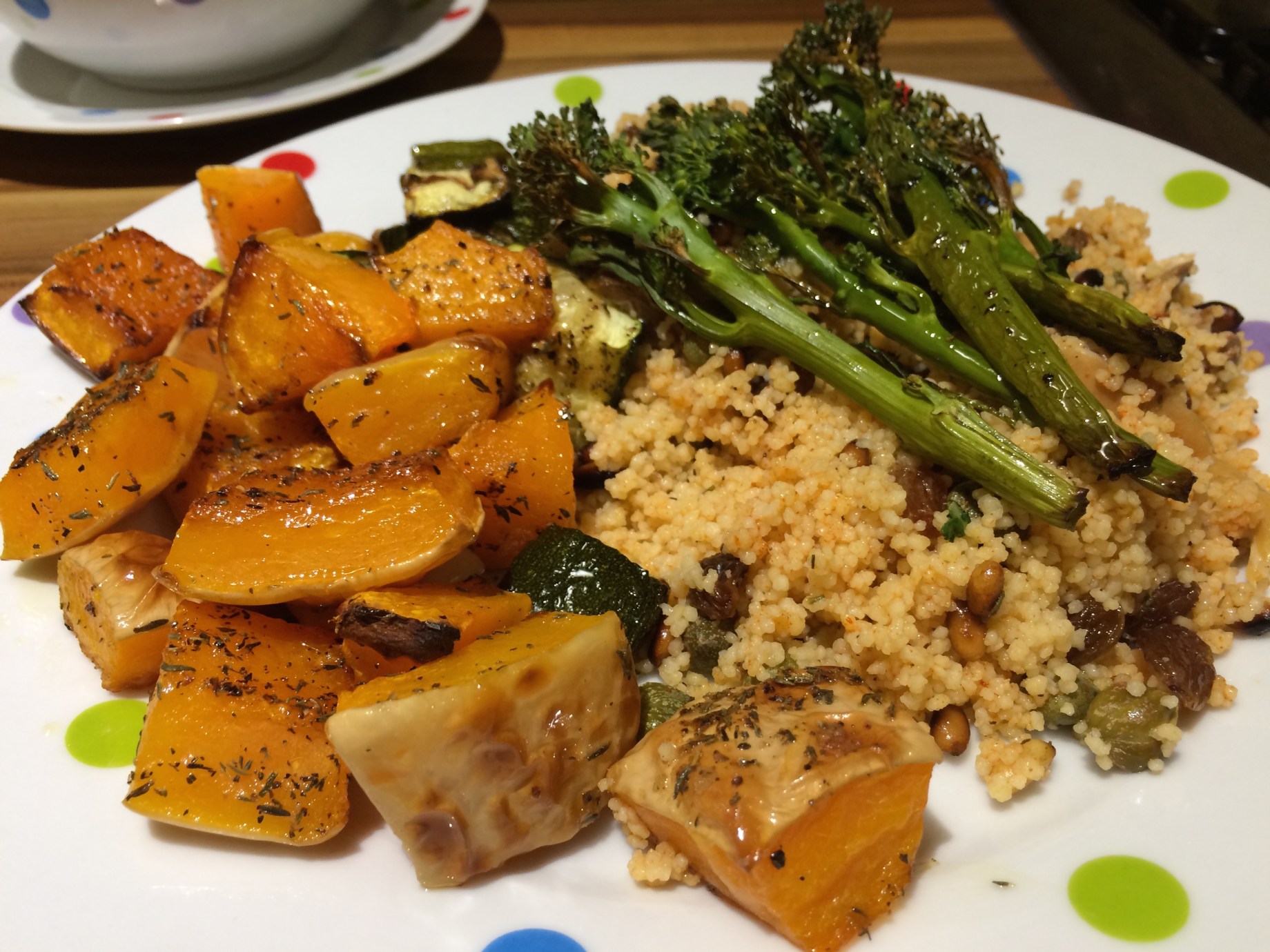 Roast butternut squash with mackerel couscous