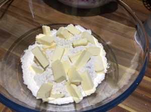 Rhubarb and banana crumble