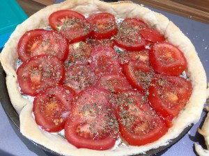 Tomato and spinach tart