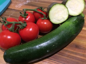 Tomato and courgette tarte tatin