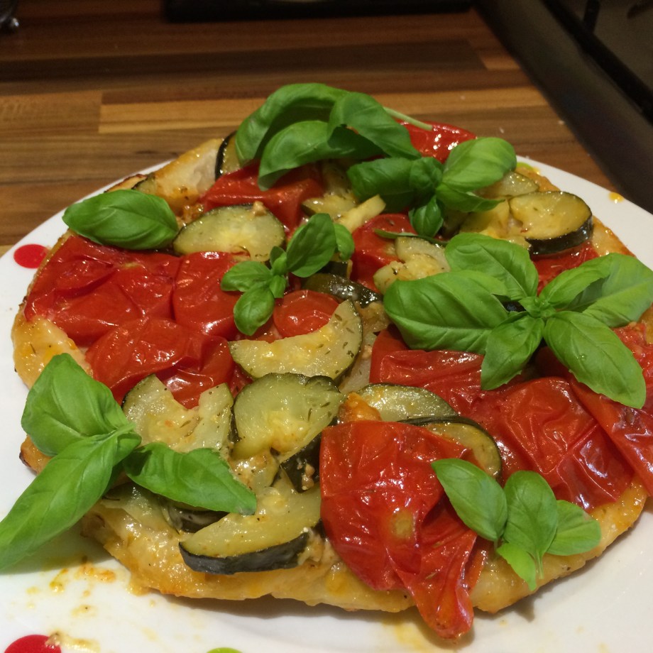 Tomato and courgette tarte tatin