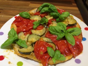 Tomato and courgette tarte tatin