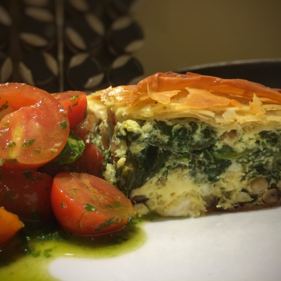 Feta and spinach pie with filo pastry