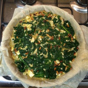 Feta and spinach pie with filo pastry