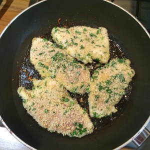 Crispy breaded chicken with tomato salsa