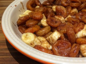 Spiced apricot and banana crumble recipe
