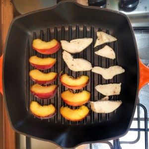 Griddled peach chicken feta salad