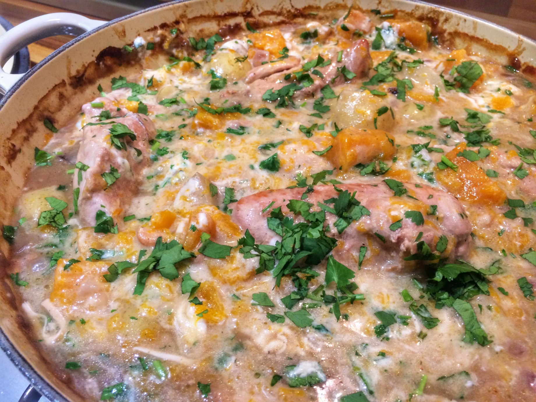 Chicken and butternut squash traybake