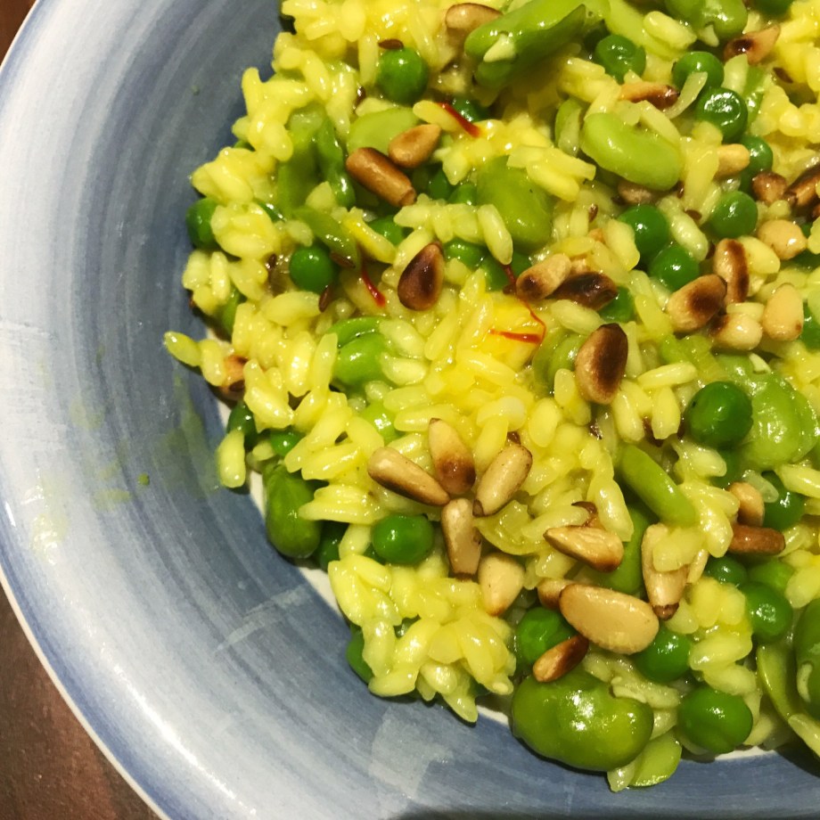 Broad bean and saffron risotto (Janet’s risotto)